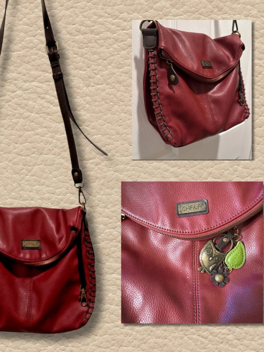 Chala Women’s Crossbody Bag in Burgundy Red